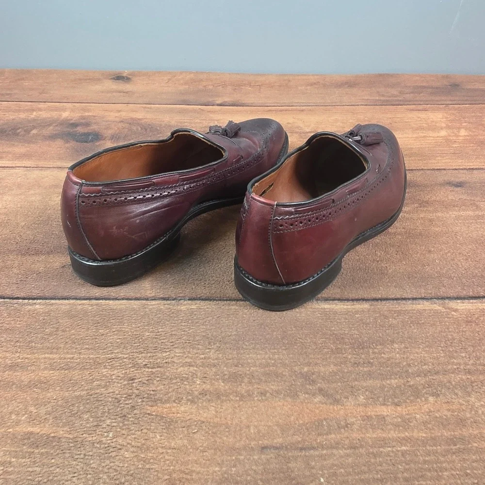 Allen Edmonds Manchester Loafers Men 12 Burgundy Good Wingtip Tassel Dress Shoes
